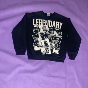 All black legendary cooped neck sweater